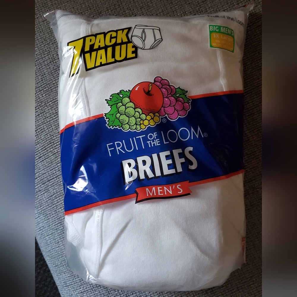 Fruit of the Loom Men's White Briefs - 7 Pack Size 3XL Retro Tightie Whities